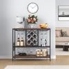Armario Bar Industrial de 40 Pulgadas, Mesa de Vinos para Licores y Copas, Aparador Buffet con Soporte para Copas y Botellero, Madera Rústica Independiente