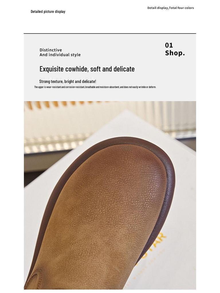 Women's Waterproof Leather Ankle Boots - Lambswool Lined Winter Snow Boots