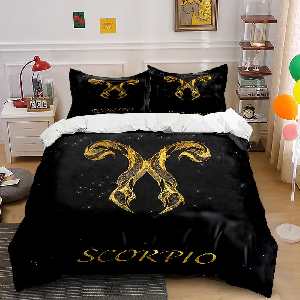 Scorpio Zodiac Black Bedding Bedding Duvet Cover Set Duvet Cover Pillowcases (1 * Duvet Cover 2 * Pillowcases, Without Duvet Insert)