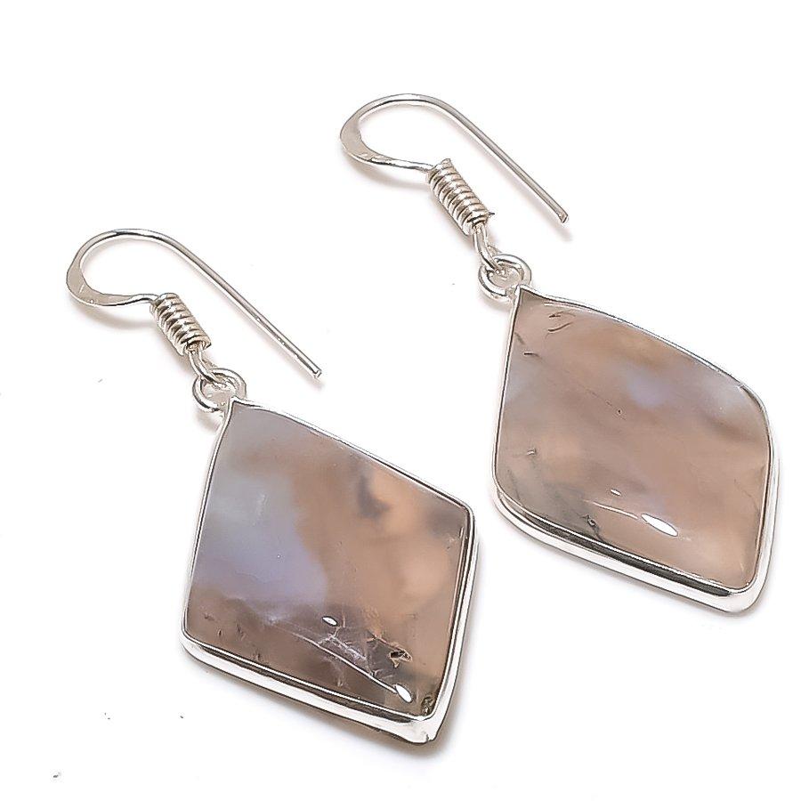 Natural Moss Agate Gemstone 925 Sterling Silver Jewelry Earring 1.81  AE-12445