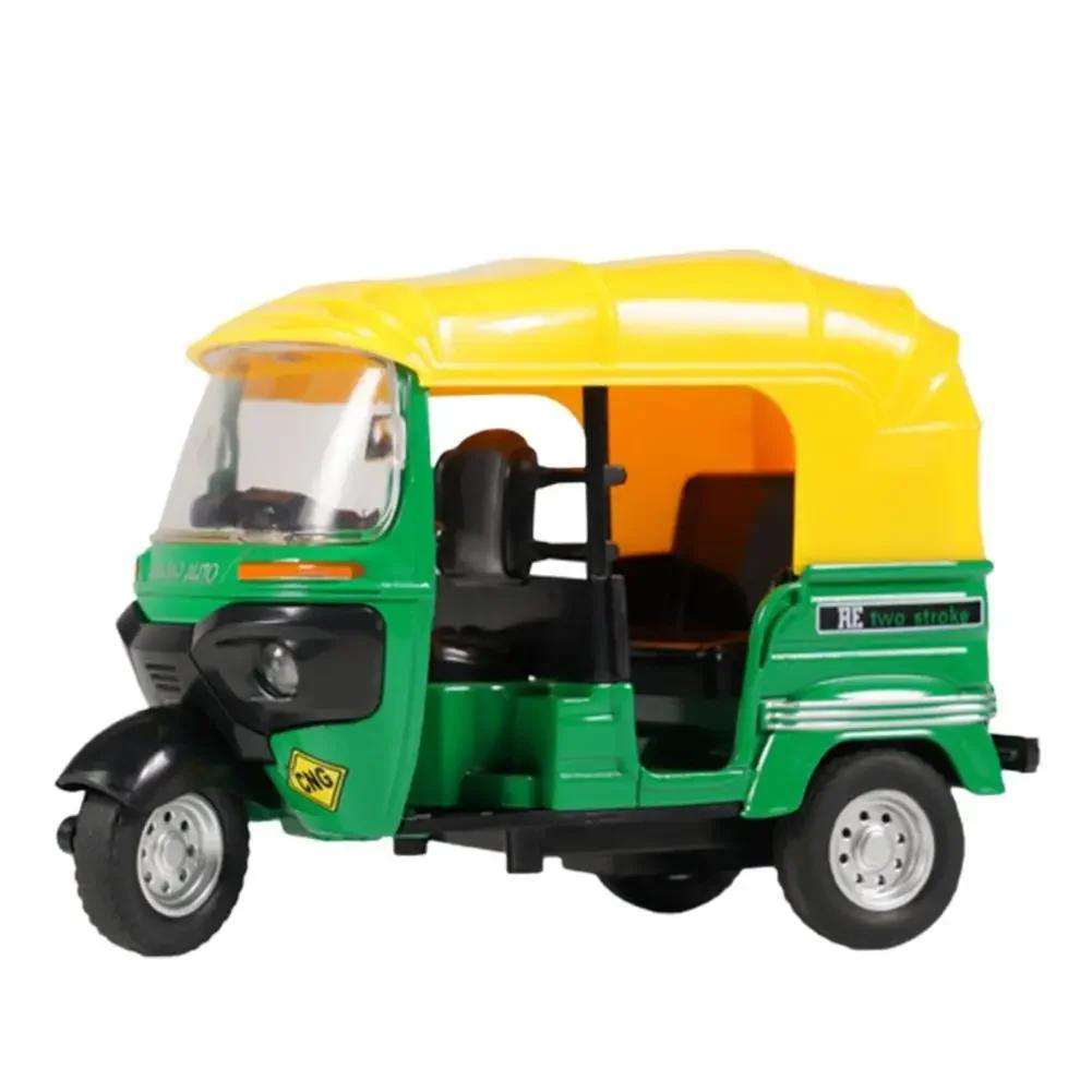 

Mini Tricycle Retro Model Toys Alloy Plastic Simulation Three Wheeled Motorcycle Toy Diecast Autorickshaw for Kids Gifts зелёный