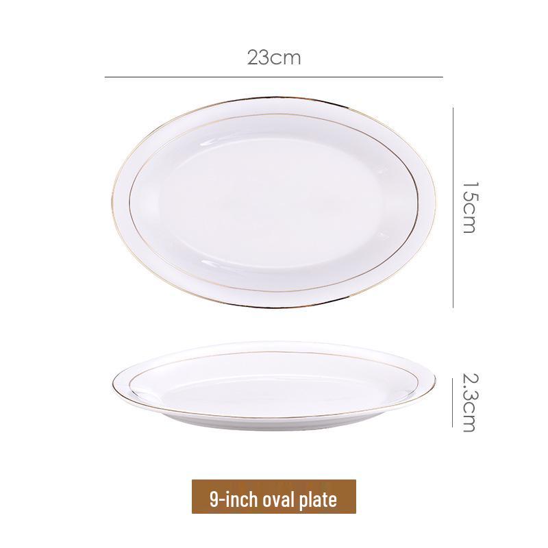 Gold Rim Fish-Shaped Ceramic Serving Plate | Large Restaurant & Hotel Tableware