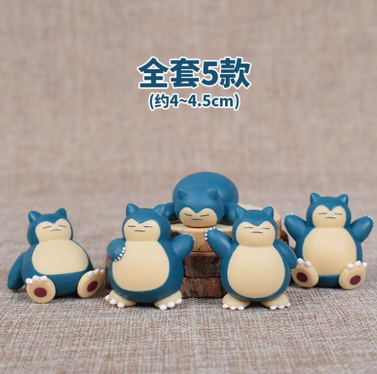 

5pcs Pokemon Snorlax Sleeping Collectible Figurines Cute Dolls Cake Toppers Desktop Ornaments Toy Figures Fans Party Gifts