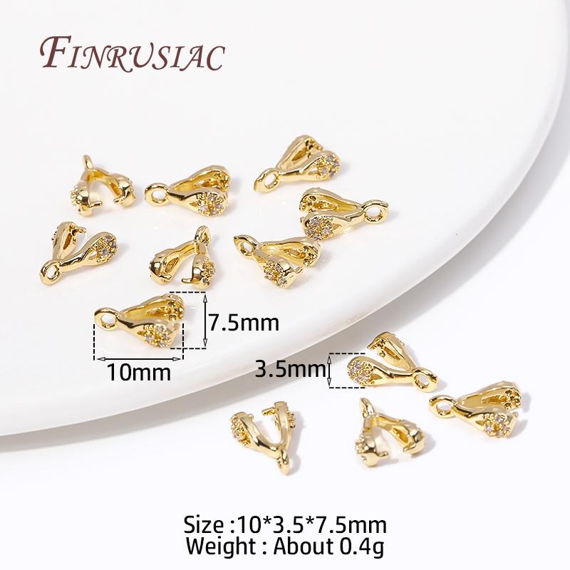 Multi Types 18K Gold Plated Inlaid Zircon Beila For Pendants,Pinch Clip Bails For Crystal Agate Jewelry Making,Pendant Connector