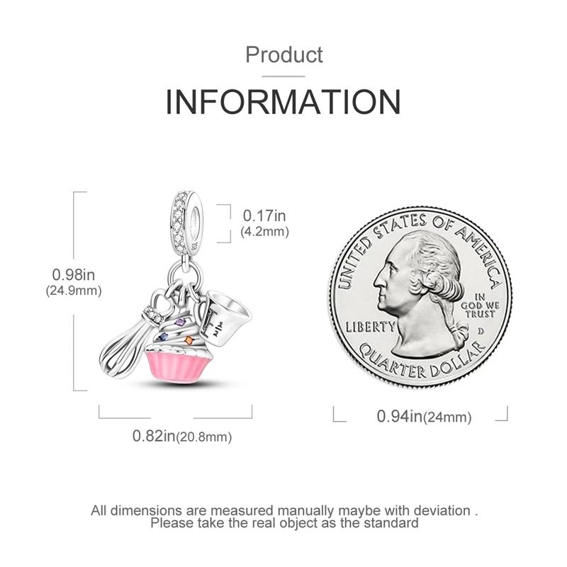 Roze Taart Bakken Kralen Componenten Koper Metaal Authentiek Origineel Kralen Componenten Compatibel Met Authentieke Originele Bedel Kralen Componenten Armband