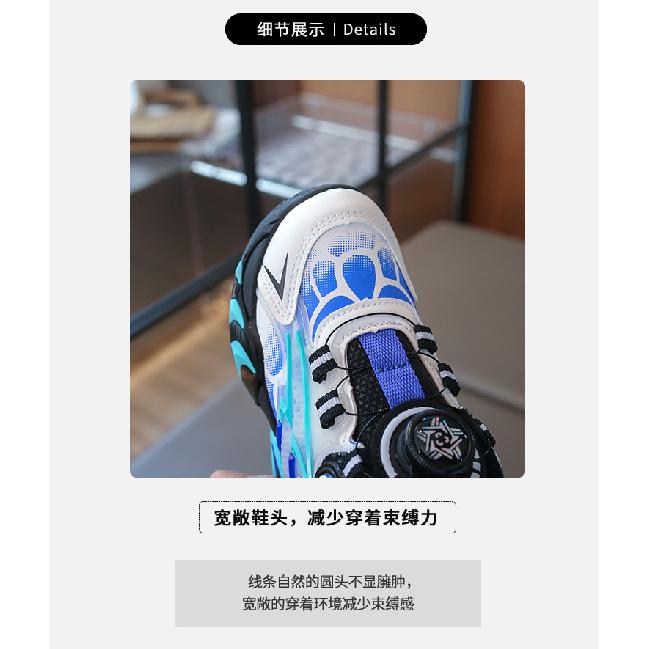 Boys' Fleece-lined Thickened Stylish Sneakers, New Winter Model for Older Children, with Rotating Buckle Casual Shoes