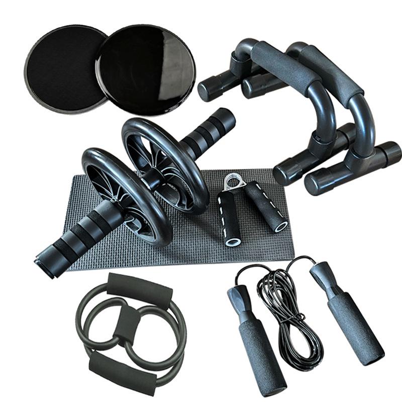 7-Piece Ab Wheel Fitness Set: Includes Push-Up Bars, Jump Rope, and Figure-Eight Resistance Bands
