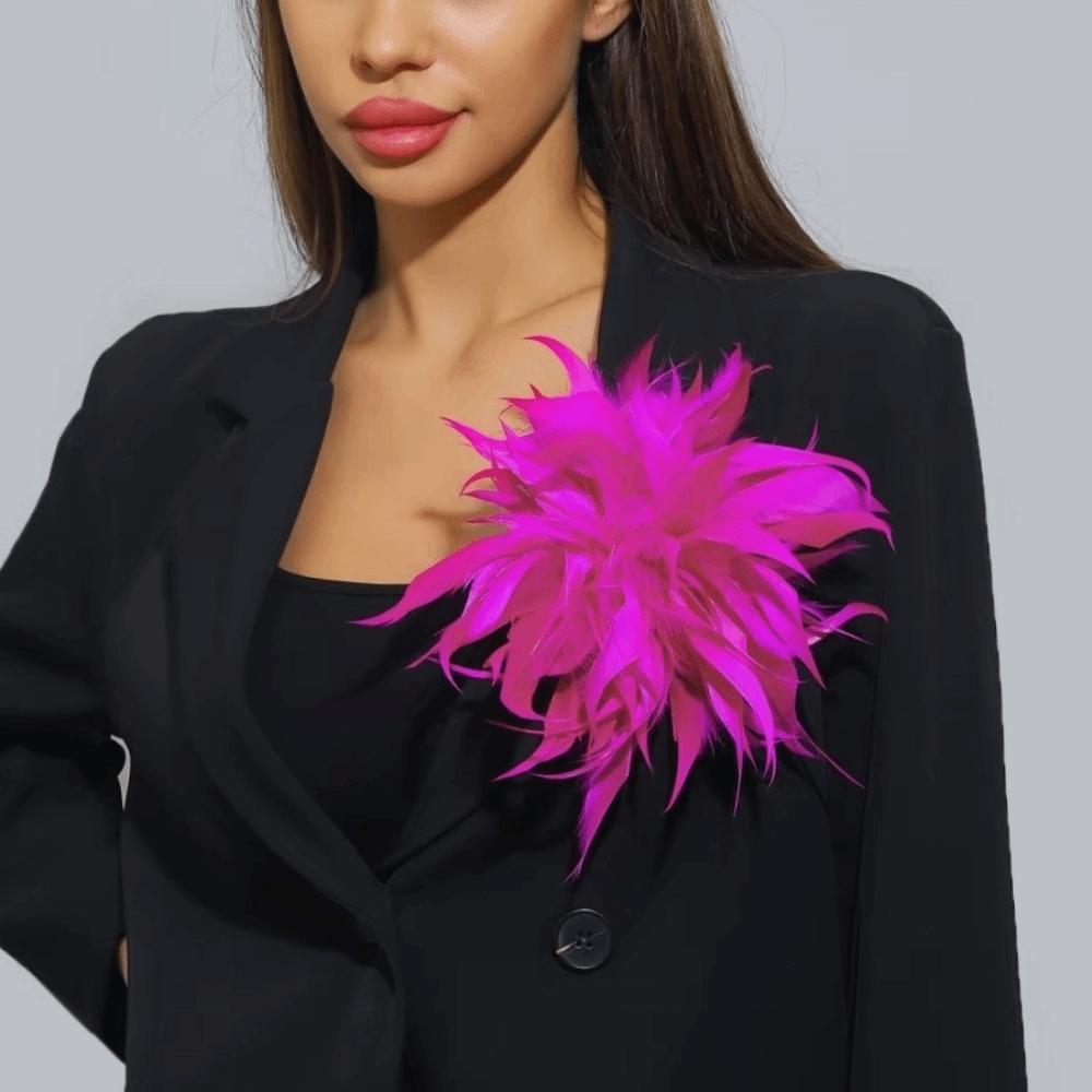 Elegante Flor de Plumas Grande de 18-20 cm Broche de Plumas Hecho a Mano Accesorios Flor DIY Pines de Solapa Boda
