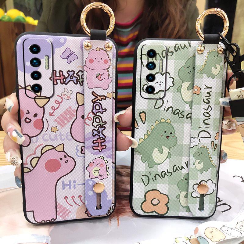 Protective Wristband Phone Case For Tecno Camon17P Kickstand Back Cover Ring Anti-knock Anti-dust Fashion Design Cute