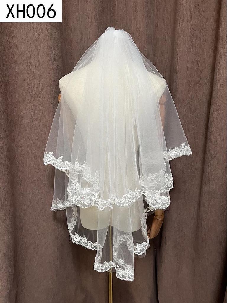 Double Layer Bridal Veil with Sequin Lace Trim
