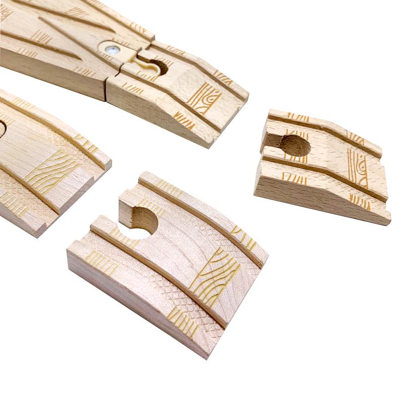 Wooden Small Train Starting Track Assembly Childrens Kit Magnetic Train Accessories Multi-Style Track Boys Toy Gift S24