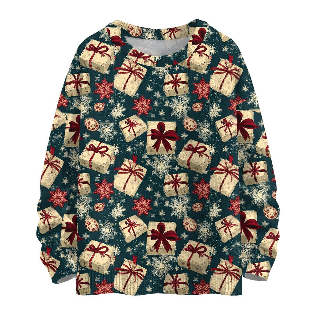Women's Casual Long Sleeve Woolen Christmas Sweatshirt Fall  Vacation Long Sleeve Pullover