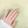 Influencer-Style Wearable Nails: High-End Translucent Gradient with 3D Flowers, Bride Style, Luxury Whitening, Handmade Hot Item