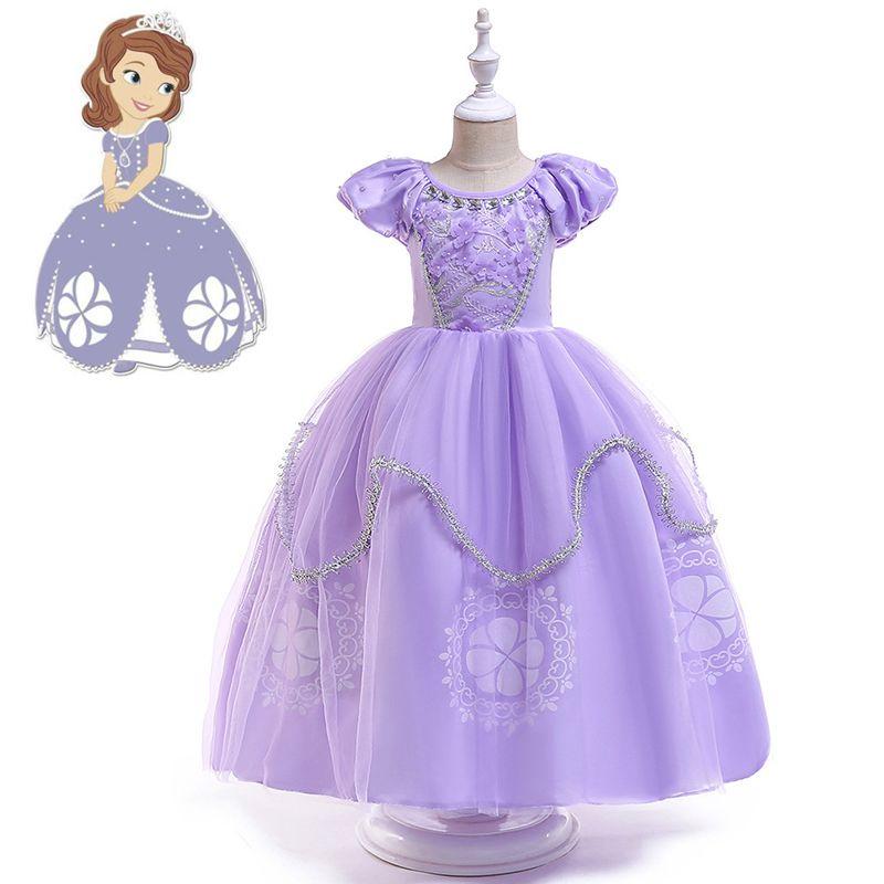 Sofia Princess Girls Dress Cartoon Costume Cosplay Party Fancy Dress Gift Ideal