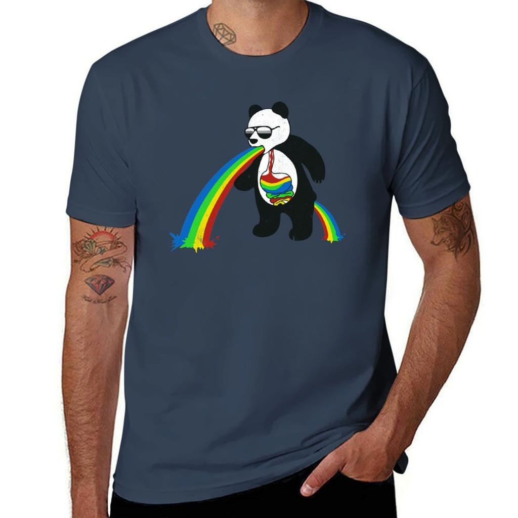 Panda Throwing Up Rainbow Tshirt Large Size Casual Tee Shirt Tshirt