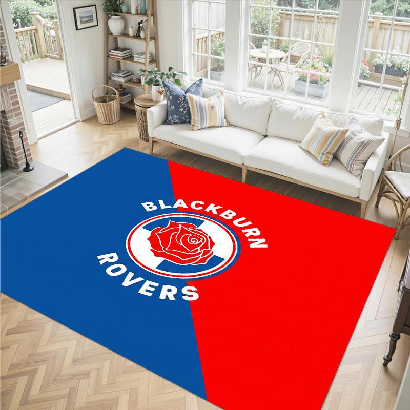 Blackburn Rovers Football Design Crystal Velvet Carpet Cozy Non?Slip Printed Rug For Bedroom Living Room Entrance