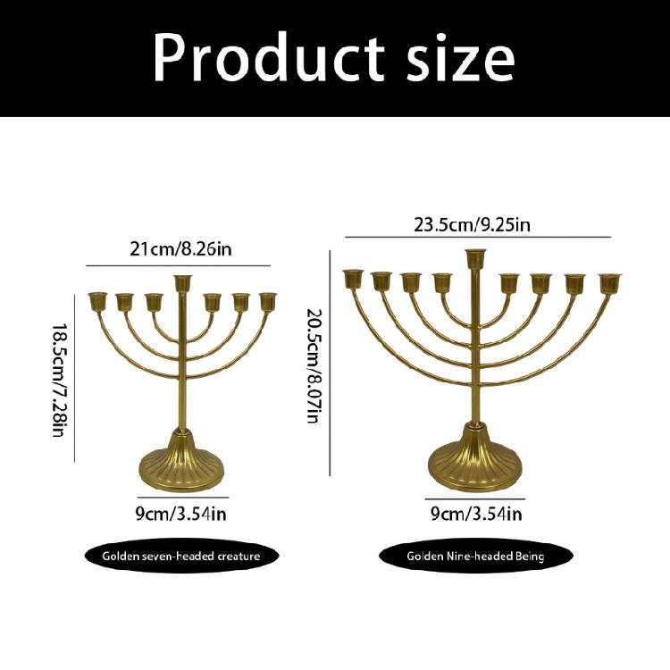 Portacandele Menorah Hanukkah Classico Tradizionale Portacandele in Metallo Ebraico Candelabro Multi-Braccia Dorato Decorazione