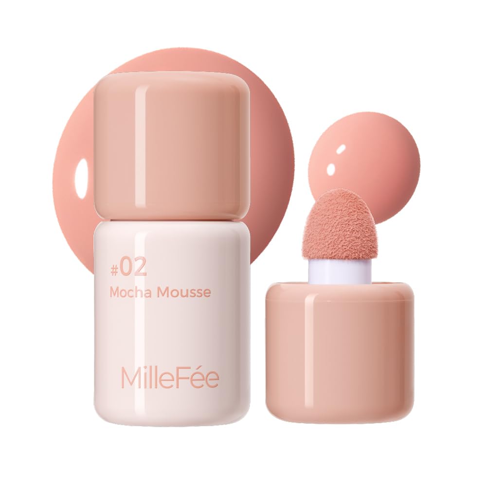 

Millefeuille Shake Drop Cheek Liquid, 4 Colors, Adds a Healthy Glow, Soft Application, Sponge Brush, Shortens Mid-Face Area, Padding, Creamy Texture,