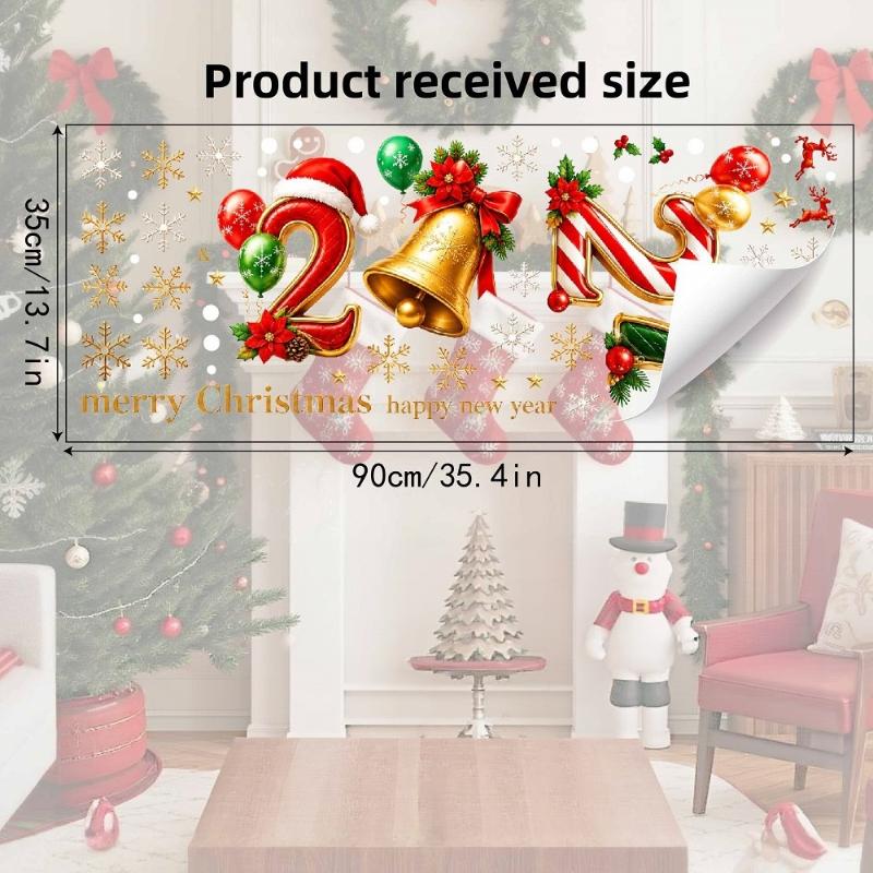 Christmas Static Cling Gingerbread Number Decals 2027 New Year Window Stickers for DIY Holiday Home Party Decorations
