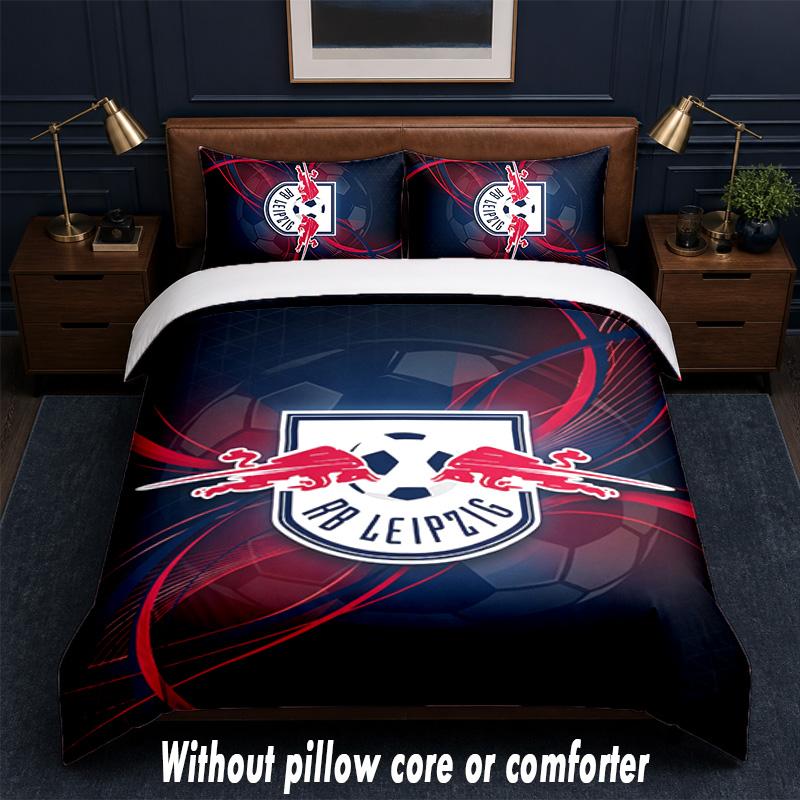 RB Leipzig Football Design Bed Bedding Set 1 Duvet Cover + 2 Pillowcases Soft Breathable Household Bed Linens