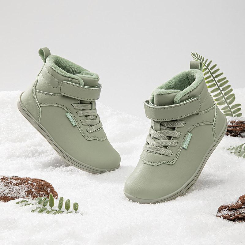 Independent station two cotton winter children's leather boots velvet cotton shoes short boots boys and girls cold walking shoes 2025 direct sales