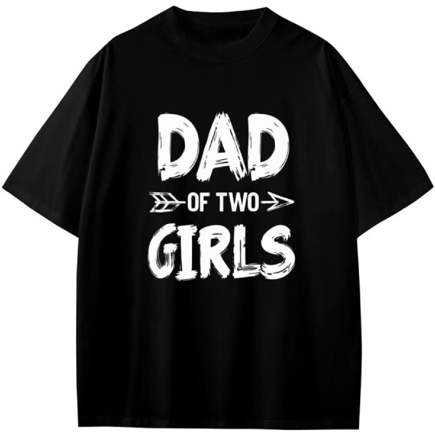 Vintage Dad of Two Girls Anime Cartoon Gift Girls Boys Teens T-Shirt S