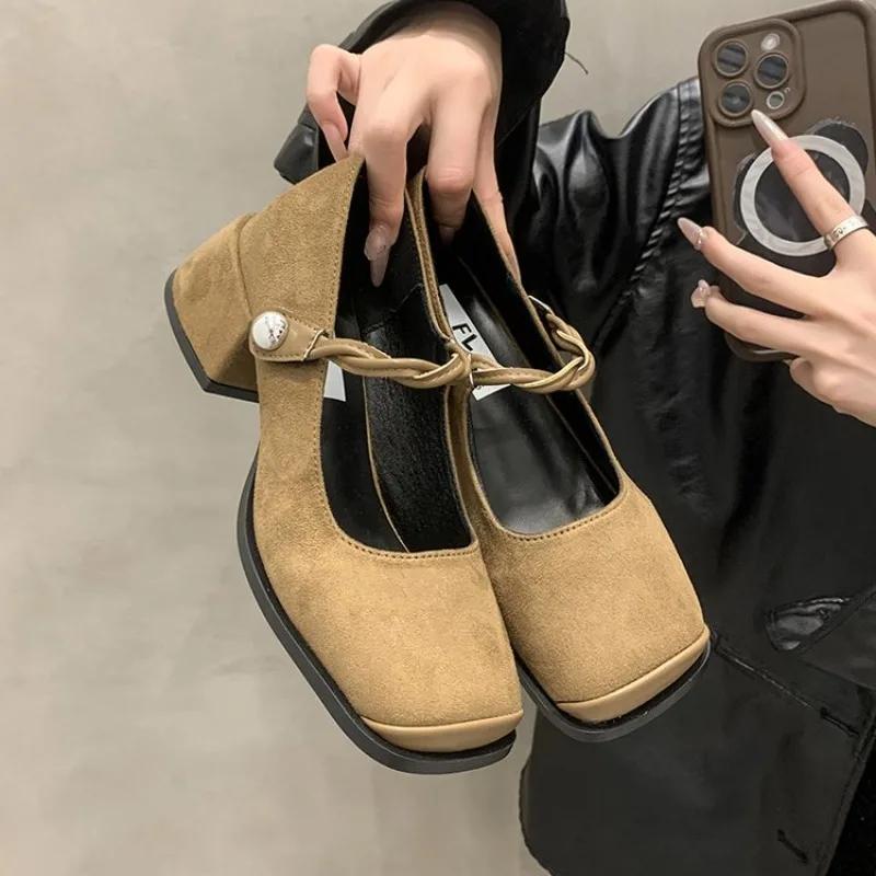 

Fashion 2024 New Women s Shoes Platform Modis Female Footwear Square Toe Casual Sneaker Retro Dress Comfortable Summer Spring Mary 35 чорний