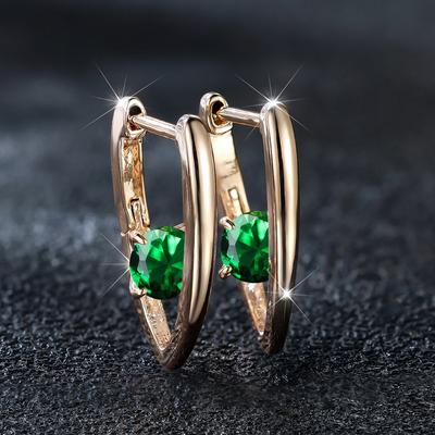 Modische V-förmige grüne Stein-Tropfenohrringe für Frauen, goldfarben, Hochzeit, Party, Schmuck, Geschenk für Mädchen