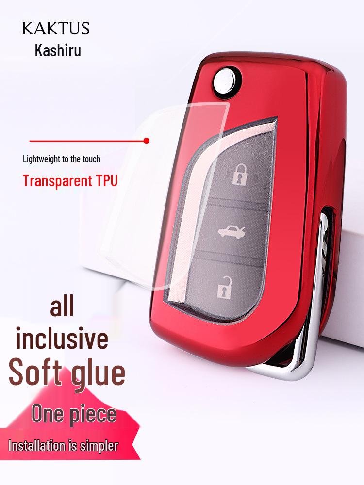 KAKTUS TPU Pouzdro na klíč od auta pro Toyota Camry/Corolla - Měkký gumový obal se sadou přezek
