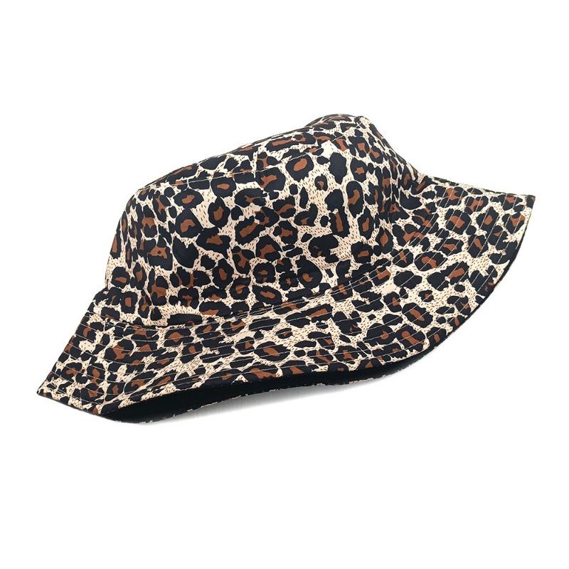 Fashion Leopard Print Double Sided Bucket Hat Unisex Sun Protection Outdoor