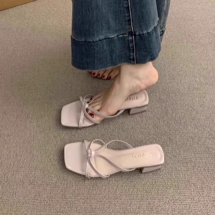 Fashion Cross-Tied Shoes Woman's Slippers Slides Fashion Heeled Mules 2025 Luxury High Pumps Scandals Shoes Woman's Slippers Heeled Mule