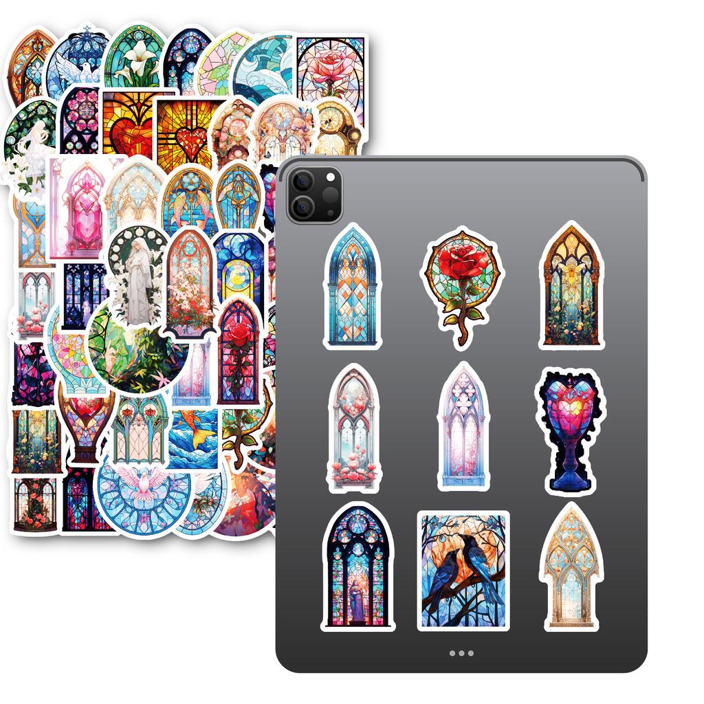 50 Gothic Colored Glass Baroque Window Grille Personalized Creative DIY Decorative Stickers