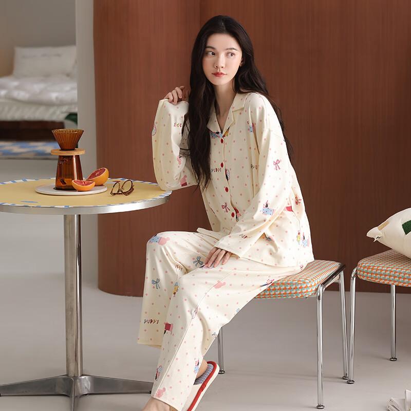Zaisuo 100% Cotton Pajamas ong Seeve ong Pants Autumn Winter Homewear Set Comfortabe Pure Cotton Suitabe for Outdoor Wear
