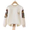 Girls' White Long Sleeve Sweatshirt - Spring Fashionable Top for Children