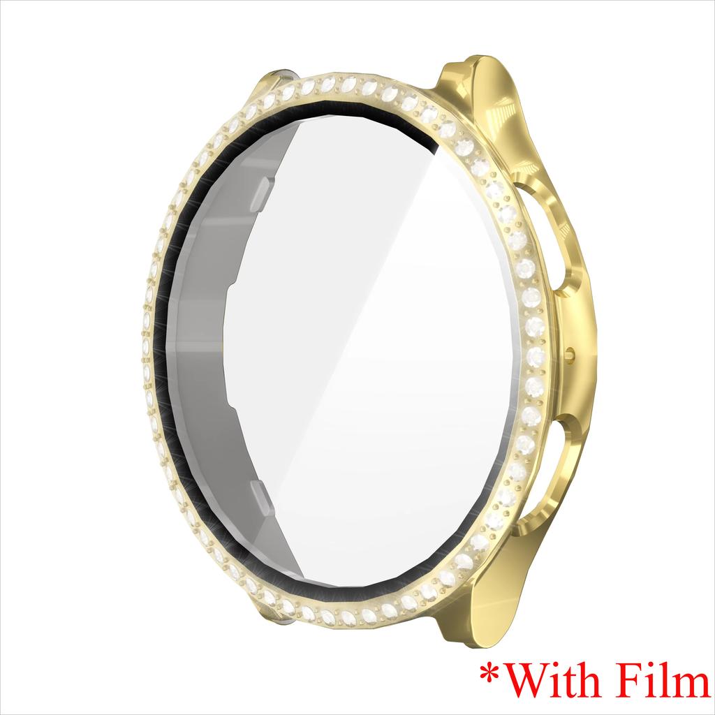 Glass+Diamond Case for Samsung Galaxy Watch 7 40 44mm Accessories Bling PC Bumper+Screen Protector for Galaxy Watch 7 Cover Case