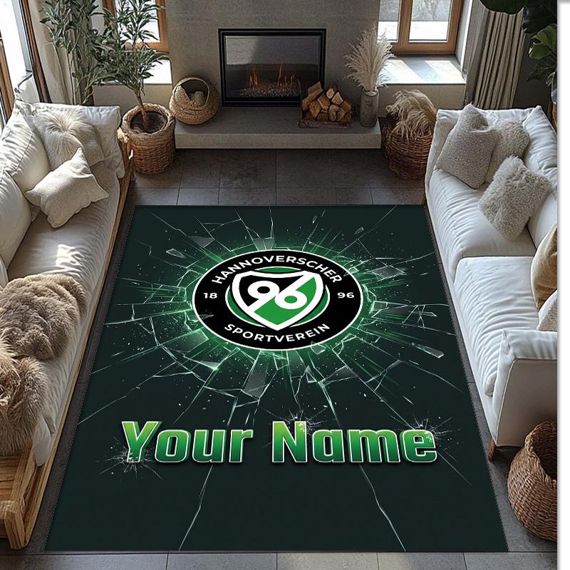 Hannover 96 Printed Crystal Velvet Rug Non‑Slip Crystal Velvet Carpet For Sofa Bedroom Indoor Home Decoration