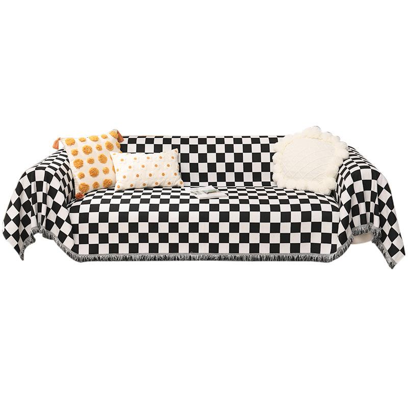 Chessboard Grid Nordic Instagram Style Sofa Cover Cloth Four Seasons Universal Dustproof Double-Sided Can Be Spread Sofa Blanket Cover Towel
