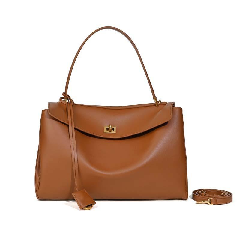 2025 New Women's Bag Authentic Leather High-end One-shoulder Large Capacity 100-piece Cross-border Cowhide