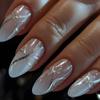 24 pz/set Quick Nails Glitter Bianco Gradiente Nail Art French Unghie Indossabili Adesivi per Unghie Rimovibili Impermeabili Unghie Finte
