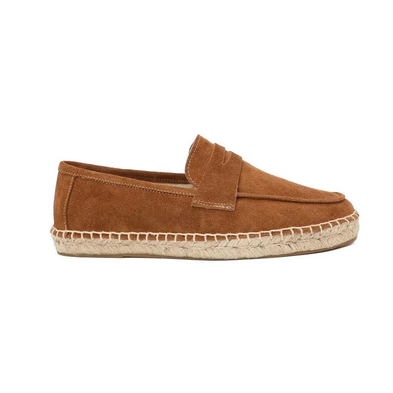 LUXSOLE Espadrile din Iută pentru Bărbați Pantofi Casual Slip-on din Piele Velur de Vacă