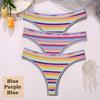3 STK/sett Fargerike stripete bomull Dametruser Sexy G-String Undertøy Dame Pustende Thong Intimates Undertøy T-Back Truser