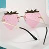 Strawberry Rimless Fashion Sunlasses Cute Candy-Colored Eyewear For Beach Parties And Dance Events Perfect Choice