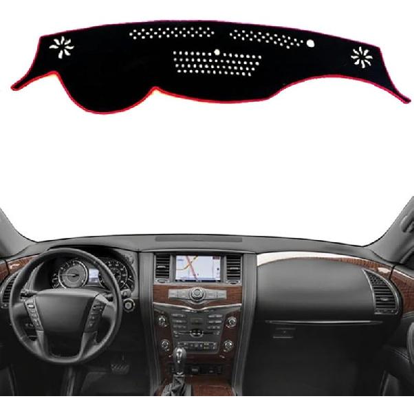 Fit for Infiniti QX56 2011-2013 LHD,Car Dashboard Cover,Non-Slip Pad Carpet,Dashboard Center Console Cover Dash Mat,Dash Cover mat Lhd (Red Side)