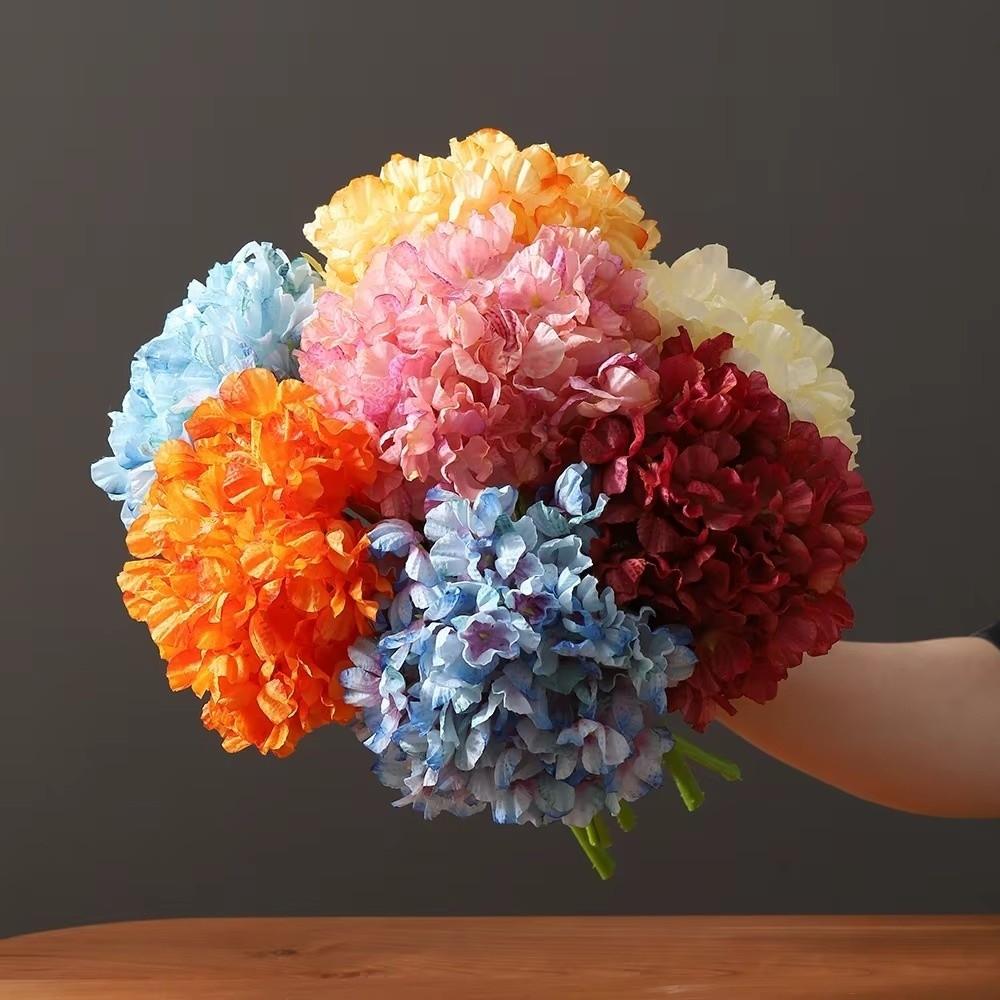 Reusable Hydrangea Artificial Flowers Bouquet Realistic Look Faux Flower Silk Flower  Home Ornament