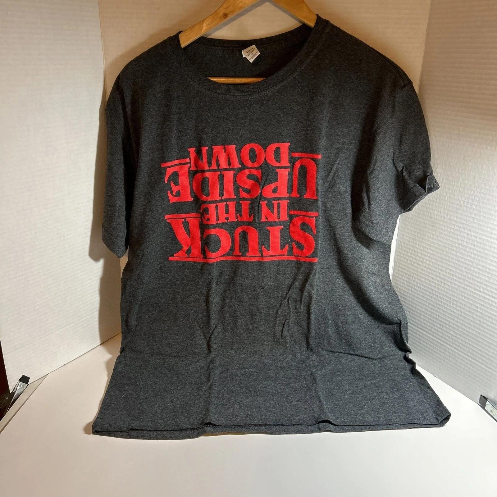 Stranger Things Stuck In The Upside Down 100% Cotton T-shirt Mens Tees Top 3XL