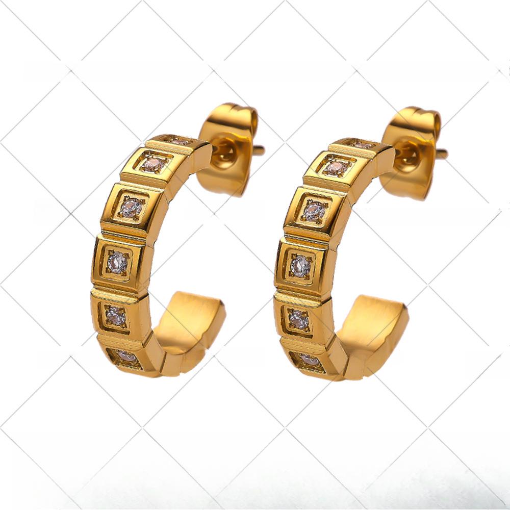 

Темперамент Нишевые Высококлассные Квадратные Блоки с Серьгами-Бриллиантами Клетчатые Модные Серьги 18K