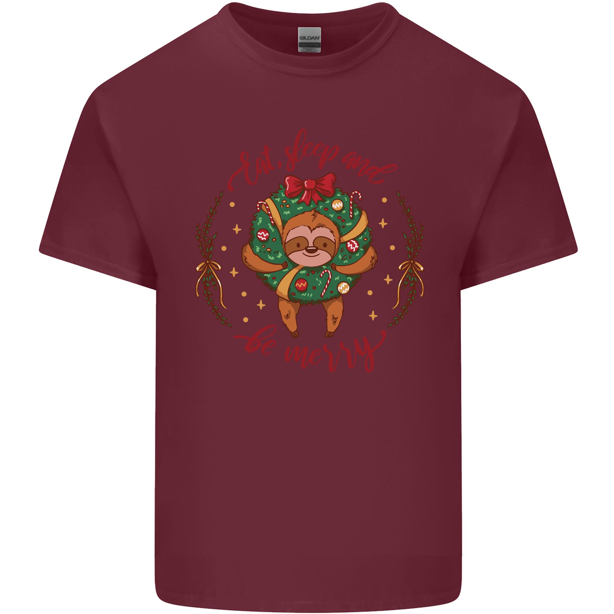 Sloth Eat Sleep Be Merry Funny Christmas Unisexs Light Cotton TShirt S