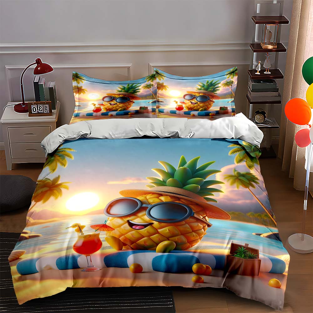 

Pineapple tropical vacation Bedding Duvet cover sets Duvet covers Pillowcases gifts (1 * Duvet Cover 2 * Pillowcases, without duvet insert) 135x200cm