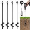 Set of 4 Trampoline Ground Anchors 7.5 X 46 Cm - Steel Spiral Ø0.9 Cm, Anti-rust Coating