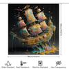 Colorful Sailboat Shower Curtain Extra Long Waterproof Fabric Bathroom Decor with Grommets Size 72 x 84 inches (Multicolor)
